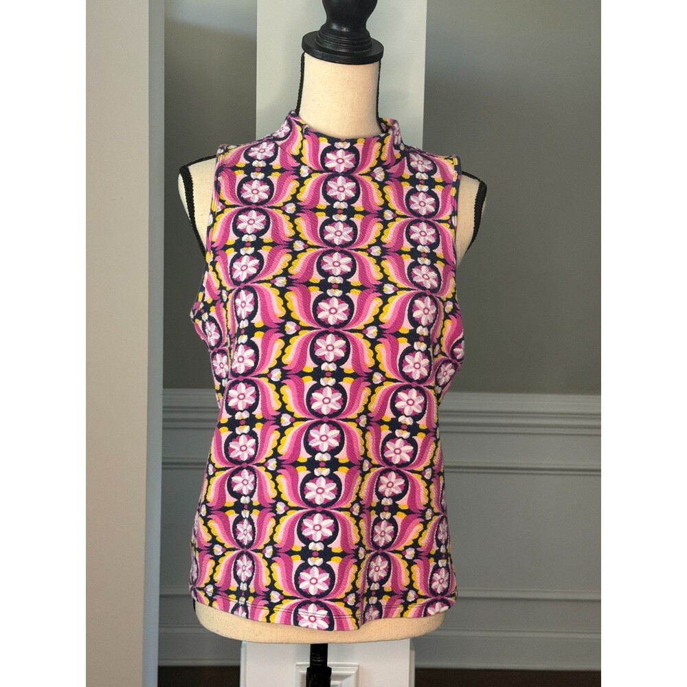 Anthropologie Maeve Purple Sleeveless Structured Mock Neck Top Sz L